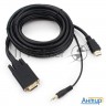 Кабель Cablexpert Hdmi-vga 19m/15m + 3.5jack, 5м, черный, позол.разъемы, пакет (a-hdmi-vga-03-5m)