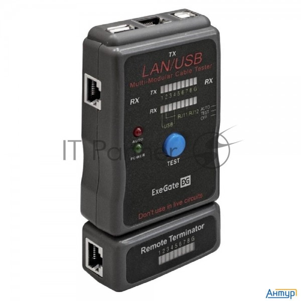 Тестер сетевой Exegate Ex293160rus Ex-t5448 для Rj-45/rj-11/rj-12/usb