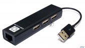 Кабель-адаптер 5bites Ua2-45-06bk  Usb2.0 / 3*usb2.0 / Rj45 100mb / Black