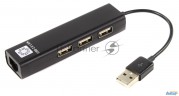 Кабель-адаптер 5bites Ua2-45-06bk  Usb2.0 / 3*usb2.0 / Rj45 100mb / Black