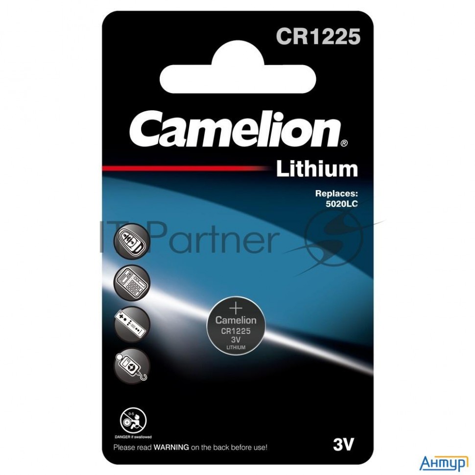 Элемент питания литиевый Cr Cr1225 Bl-1 (блист.1шт) Camelion 3608