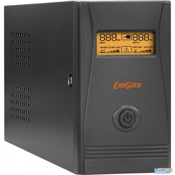 Exegate Ep285478rus ИБП Exegate Power Smart Ulb-850.lcd.avr.euro.rj.usb <850va/480w, Lcd, Avr, 2 евр