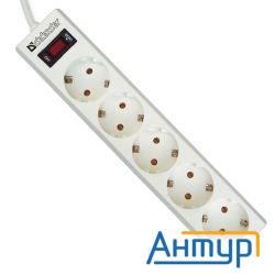 Defender Es, 5.0м, 5 розеток белая