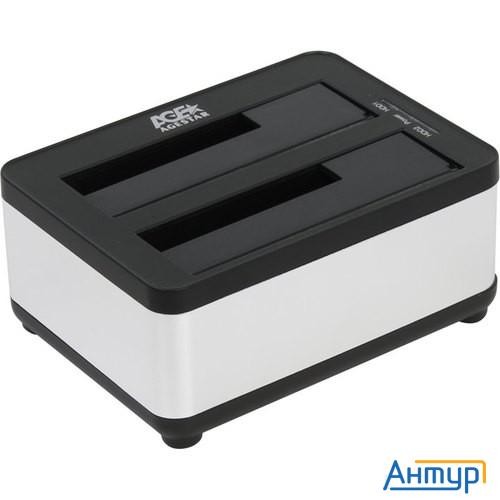 Док станция для Hdd 2.5"/3.5" Sata Agestar 3ubt8 (silver) Clone, Usb3.0, пластик+алюминий, серебрист