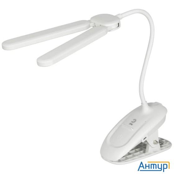 ЭРА Б0057207 Настольный светильник Nled-512-6w-w светодиодный аккумуляторный на прищепке белый