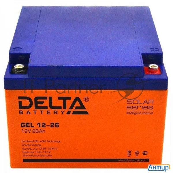 Аккумуляторная батарея Delta Gel 12-26 напряжение 12В, емкость 26Ач (174х166х125mm)