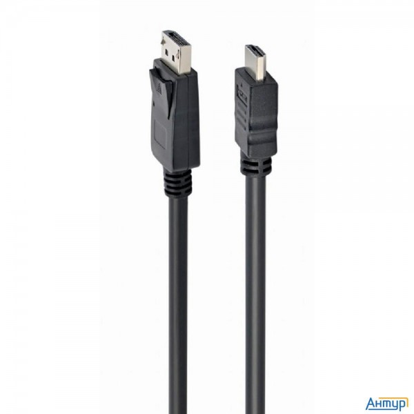 Cablexpert Кабель Displayport->hdmi, 5м, 20m/19m, черный, экран, пакет (cc-dp-hdmi-5m)