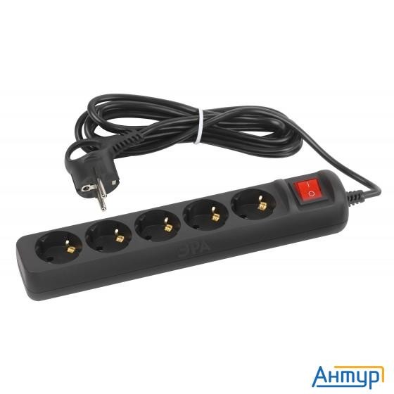 ЭРА Б0057731 Удлинитель электрический Ux-5es-3m-b с заземлением с выключателем 5 розеток 3м ПВС 3x0,