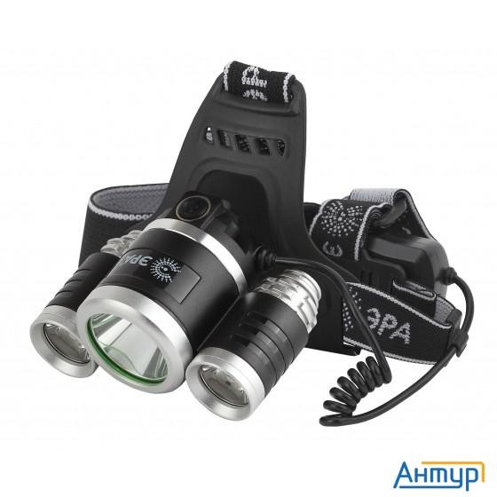 ЭРА Б0056111 Фонарь налобный светодиодный Ga-809 аккумуляторный алюминиевый 3 режима трехламповый Hi