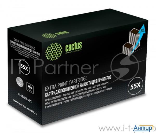 Cactus Ce255xs Картридж Cactus (cs-ce255x-mps) для принтеров  Laserjet P3015, черный, 15000 стр.