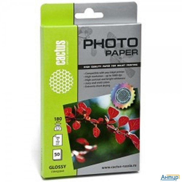 Cactus Cs-ga618050 Бумага A6/180г/м2/50л./белый, глянцевое для струйной печати