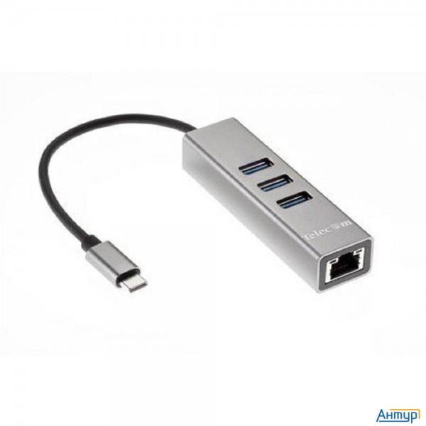 Telecom Переходник Usb 3.1 Type-c -->rj-45 1000mbps +3 Usb3.0, Aluminum Shell, 0.2м Telecom <ta311c>