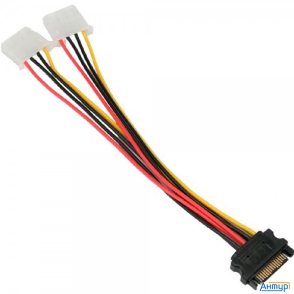 Cablexpert Кабель-разветвитель питания Sata Sata 15pin(m) / 2xmolex 4pin(f), медь, 20см, пакет (cc-s