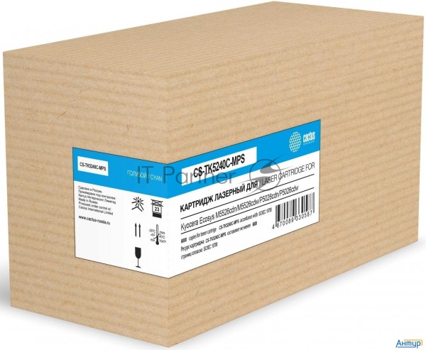 Картридж лазерный Cactus Cs-tk5240c-mps Tk-5240c голубой (6000стр.) для Kyocera Ecosys M5526cdn/m552