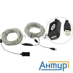 Кабель-адаптер Aopen/qust Usb2.0-repeater, удлинительный активный <am-->af> 20м (acu823-20m) 6938510