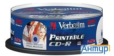 Диск Cd-r Verbatim 700mb 52x Cake Box (25шт) Printable (43439)