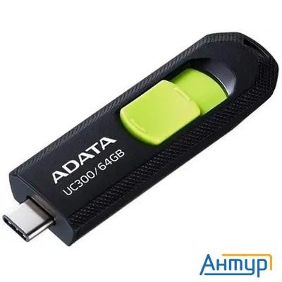 A-data Flash Drive 64gb Usb (type-c) A-data Uc300 Usb3.2, черный и зеленый [acho-uc300-64g-rbk/gn]