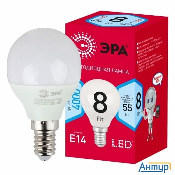 ЭРА Б0052440 Лампочка светодиодная Red Line Led P45-8w-840-e14 R E14 / Е14 8 Вт шар нейтральный белы