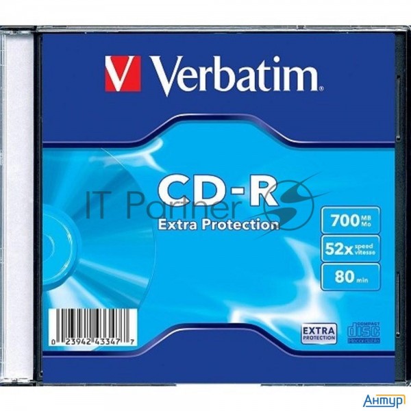 Диск Cd-r Verbatim 700mb 52x Slim Case (1шт) (43347)