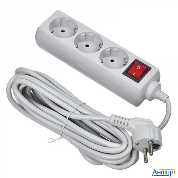 Buro Сетевой фильтр 3 розетки (300sl-5-g), 5м, серый (пакет ПЭ) {1087166}