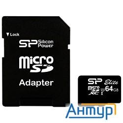 Micro Securedigital 64gb Silicon Power Sp064gbstxbu1v10sp {microsdxc Class 10 Uhs-i, Sd Adapter}