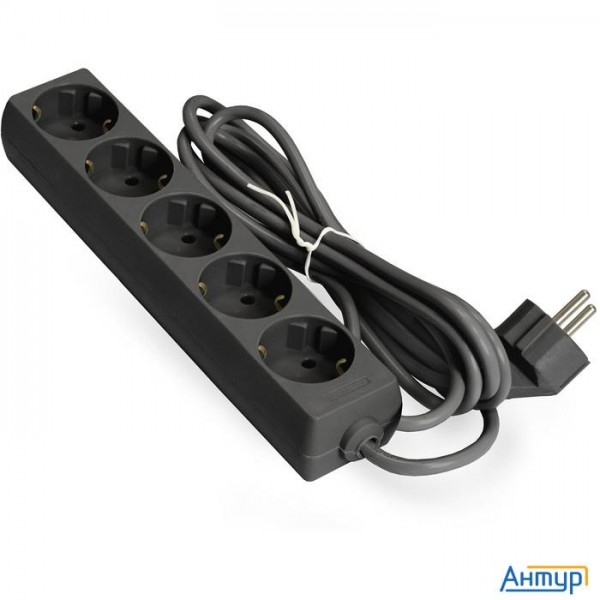 Exegate Ex285825rus Удлинитель Exegate Ece-5-5b (5 евророзетки с заземлением, 5м, черный)