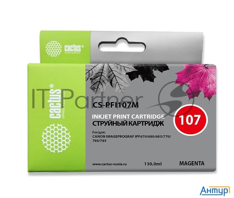 Картридж струйный Cactus Cs-pfi107m пурпурный (130мл) для Canon Ip Ipf670/ipf680/ipf685/ipf770/ipf78