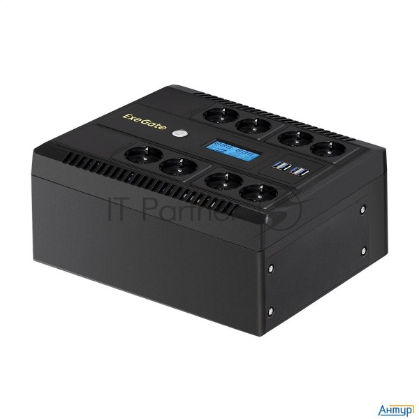 ИБП Exegate Neo Smart Bu-600.lcd.avr.5sh <600va/360w, цветной Lcd-дисплей, Avr, 5*schuko, Black>