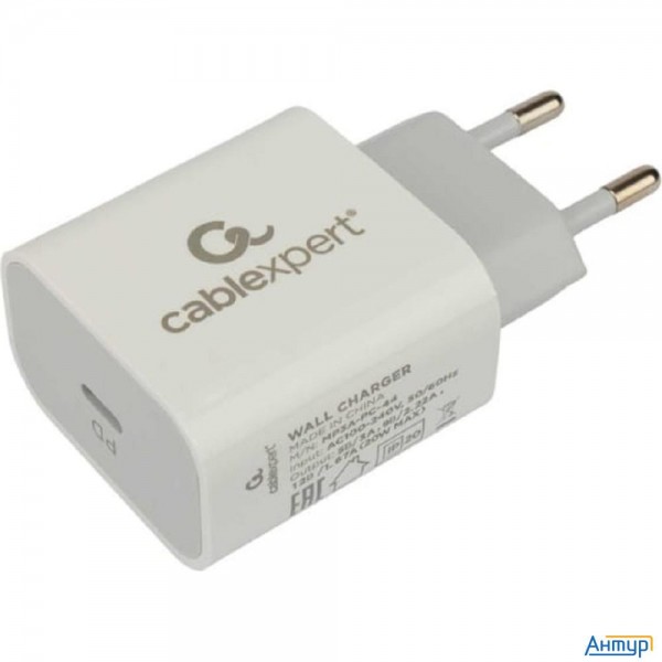 Cablexpert Зарядное устройство 20Вт, 3А, Qc3.0/pd, 1xtype-c, белый, пакет (mp3a-pc-44)