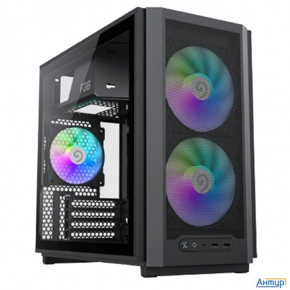 Gamemax Корпус F36 Bk без БП (midi Tower, Atx, Черный, 1*usb Type-c, 3*120мм)