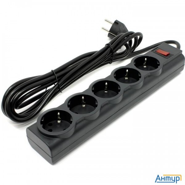 Defender Фильтр Es Largo 3.0 м, 5 розеток, черный [99498]