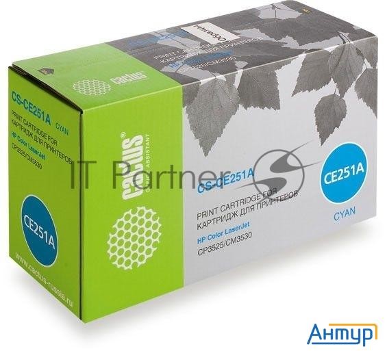Тонер-картридж Cactus Cs-ce251a голубой (7000 стр.) для Hp Сolor Laserjet Cp3525/cm3530