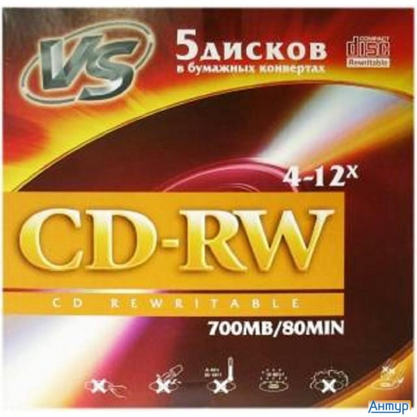 Vs Cd-rw 80 4-12x конверт/5 (620175)