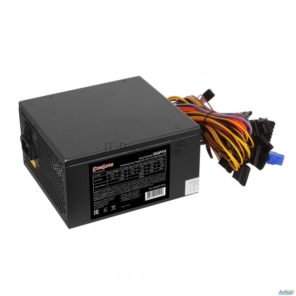 Блок питания Exegate Ex282073rus  550w 550ppx Rtl, Atx, Black, Apfc, 14cm, 24p+(4+4)p Pci-e,4*ide,5*