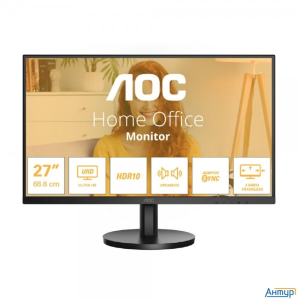 Lcd Aoc 27" U27b3a Black {ips 3840x2160 60hz 4ms 178/178 350cd 2xhdmi2.0 Displayport1.4 Mm}