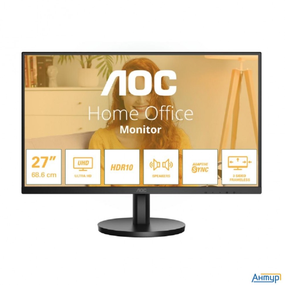 Lcd Aoc 27" U27b3a Black {ips 3840x2160 60hz 4ms 178/178 350cd 2xhdmi2.0 Displayport1.4 Mm}