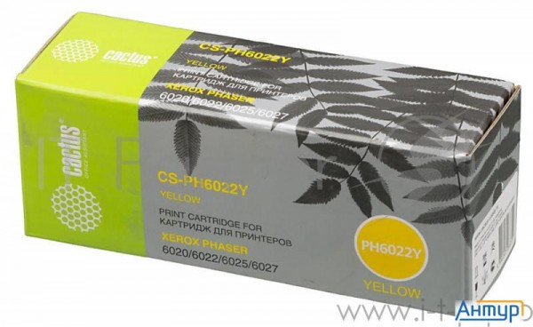 Тонер Картридж Cactus Cs Ph6022y 106r02762 желтый для Xerox Phaser 6020/6022/wc 6025/6027  1000стр.
