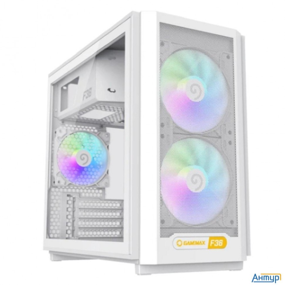 Gamemax Корпус F36 Wh без БП (midi Tower, Atx, Белый, 1*usb Type-c, 3*120мм)