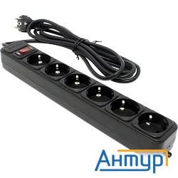 Exegate Ex119393rus Сетевой фильтр Exegate Sp-6-3b (6 розеток, 3м, евровилка, черный)