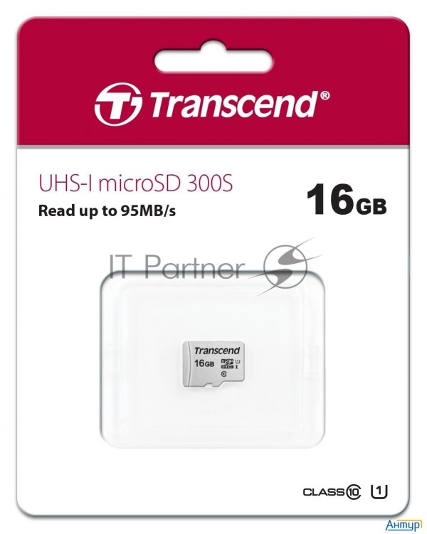 Флеш карта Microsd 16gb Transcend Microsdhc Class 10 Uhs-1 U1, (без адаптера), Tlc
