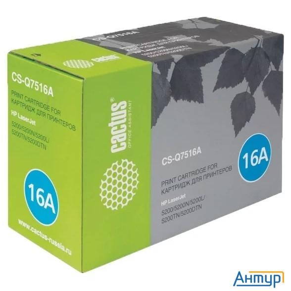 Cactus Картридж лазерный Cactus Cs-q7516a черный (12000стр.) для Hp Lj 5200/5200n/5200l/5200tn/5200d