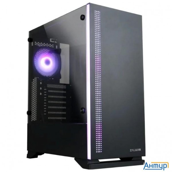 Корпус Zalman S5 Black, без БП, боковое окно (закаленное стекло), черный,  Atx