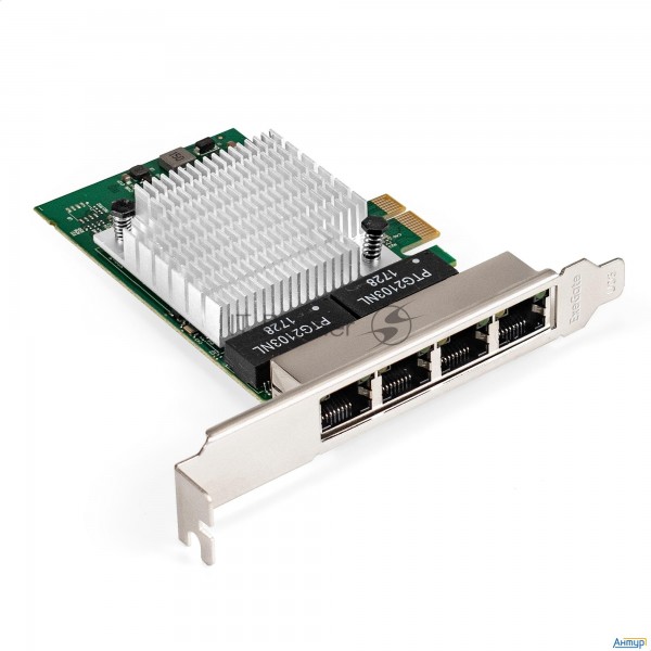 Сетевой адаптер Exegate Exe-564 (pci-e X1 V2.0, 4xrj45, Utp 10/100/1000mbps, Realtek Chipset Rtl8111