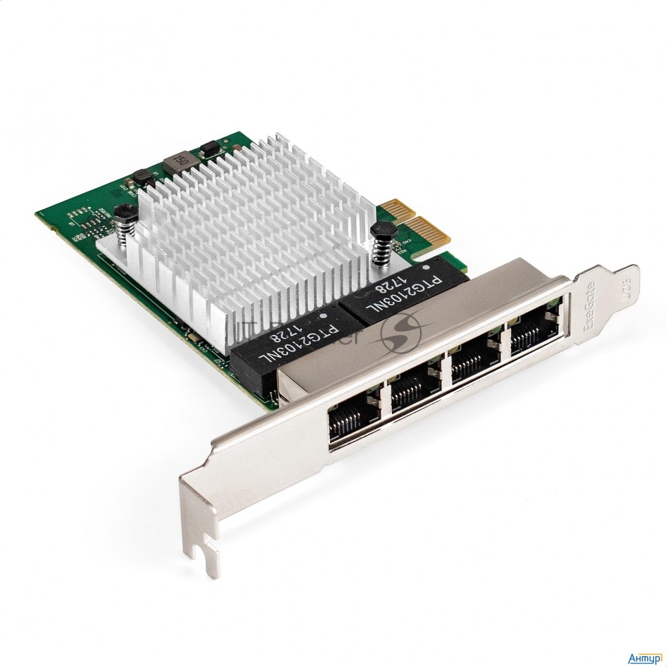 Сетевой адаптер Exegate Exe-564 (pci-e X1 V2.0, 4xrj45, Utp 10/100/1000mbps, Realtek Chipset Rtl8111