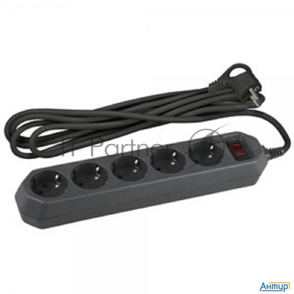 Сетевой фильтр Usf-5es-5m-b (черный) с заземл, 3x0,75мм2, с выкл, 5гн, 5м (20/500) |Б0019737 | ЭРА