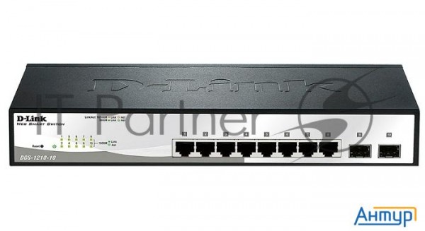 Коммутатор D-link Dgs-1210-10/f1a настраиваемый настольный 8x10/100/1000base-t