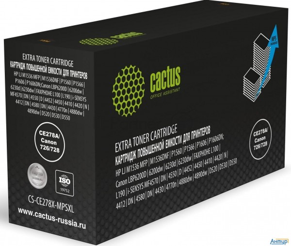 Картридж лазерный Cactus Cs-ce278x-mpsxl Ce278a/canon 726/728 черный (8000стр.) для Hp Lj M1536 Mfp/