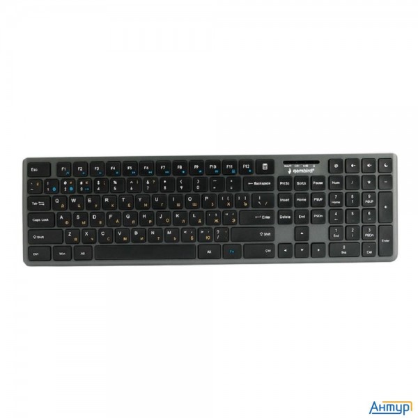 Клавиатура беспроводная Gembird Kbw-8460, 103кл+5 доп, 12fn, ножничная, тихая, Bt 5.0/2.4 ГГц, черна