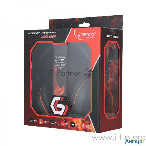 Gembird Mhs-g100, код "survarium", черн/ор, рег. громкости, откл. мик, кабель 2,5м