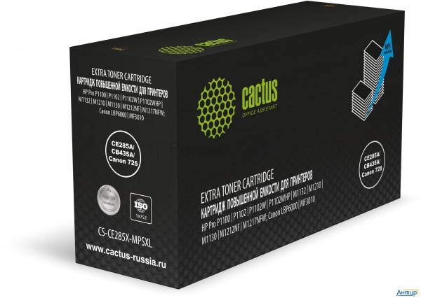 Картридж лазерный Cactus Cs-ce285x-mpsxl Ce285a/cb435a/canon 725 черный (8000стр.) для Hp Pro P1100/